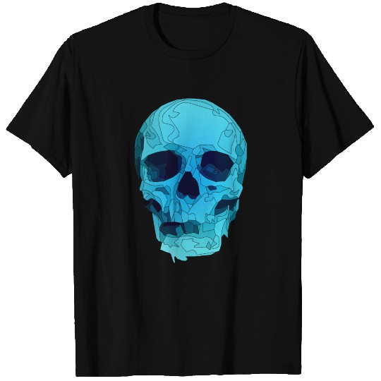 Skull colored ice blue T Shirts