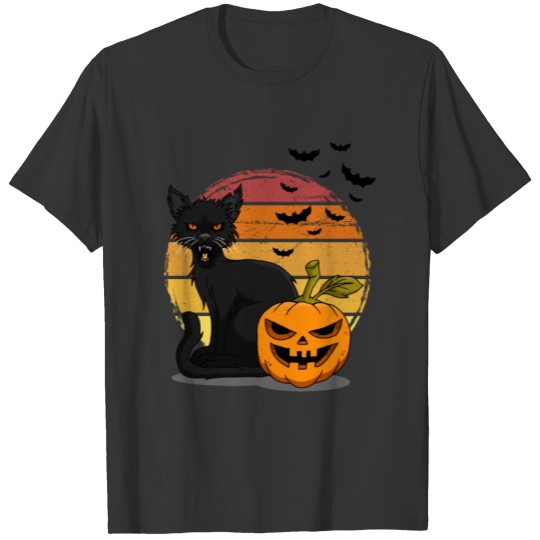 Cat and pumpkin Halloween T Shirt Design T-shirt