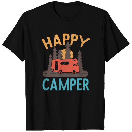 Happy Camper Camping Motorhome Nature T Shirts