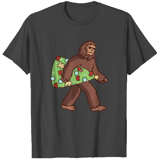 Bigfoot Christmas Tree T Shirts Boys Men Sasquatch