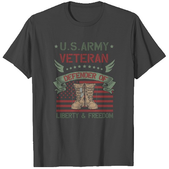 US Army Veteran T Shirts Defender of Liberty&Freedom