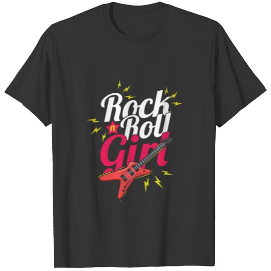 Rock N Roll Girl Band Rock Music Acoustic Bass T-shirt
