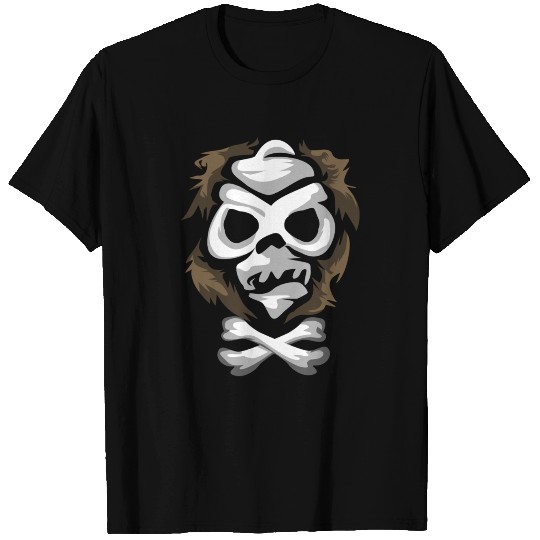 Monkey skull with crossbones T Shirts