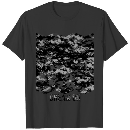Pattern with waves - Dream on camouflage black T Shirts