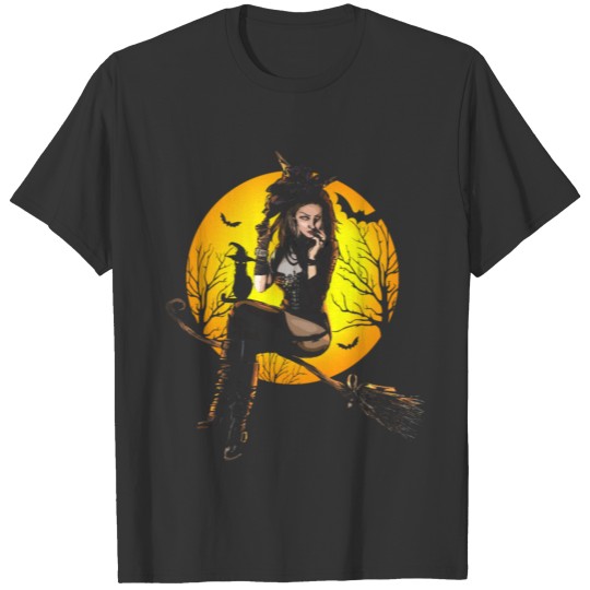 Sexy Witch Creepy Halloween Party Costume T-shirt
