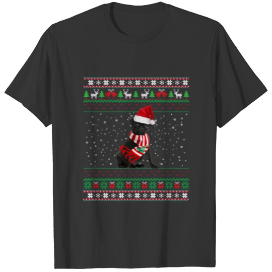 Black pug Ugly Christmas - Merry Santa Black pug T Shirts