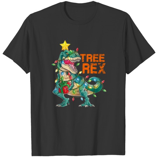 Christmas Dinosaur Tree Rex Pajamas Men Boys xmas T Shirts