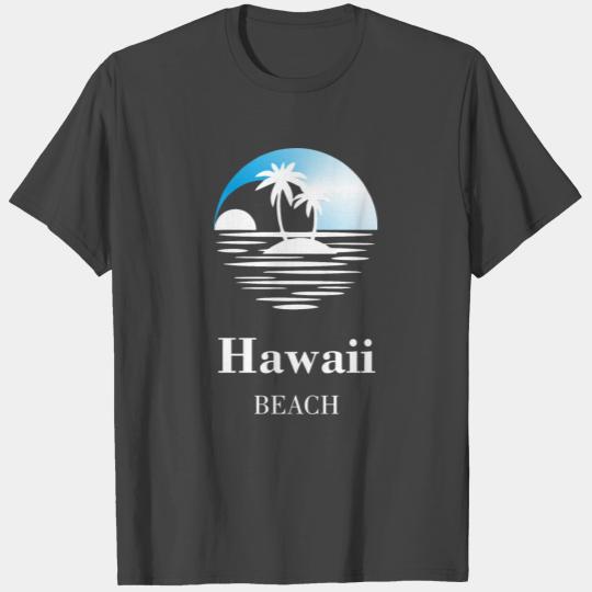 Hawaii beach island with palm trees blue T Shirts