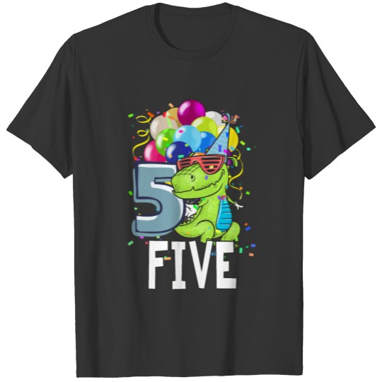 Fifth Birthday 5 Year Old Boy Dinosaur TRex Gift T Shirts