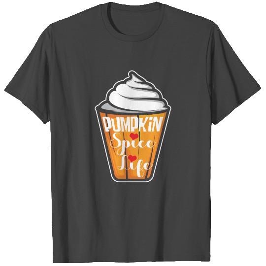 Halloween Pumpkin Spice Coffee Heart Fan Gift T Shirts
