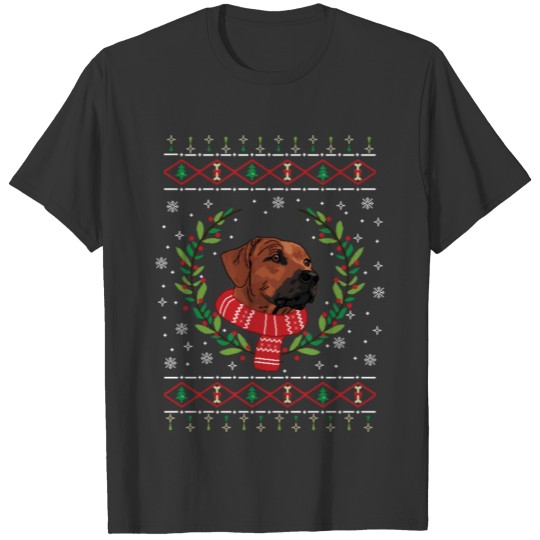 Rhodesian Ridgeback Ugly Christmas Dog Design T Shirts