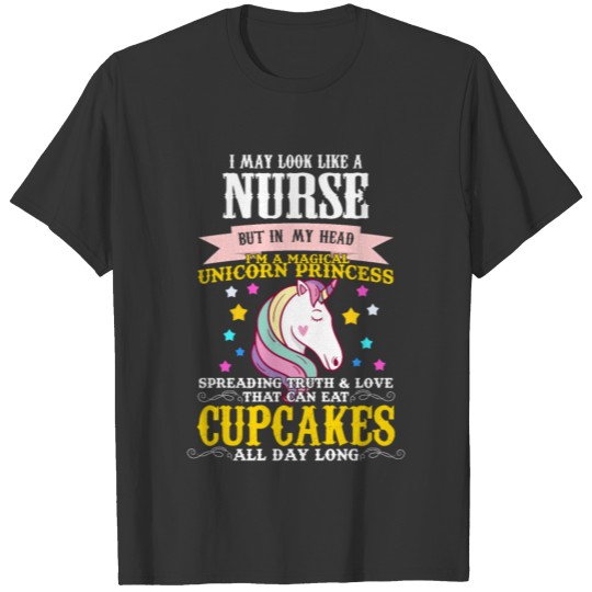 Nurse Unicorn and Cupcake mythical Pony Lover T Shirts
