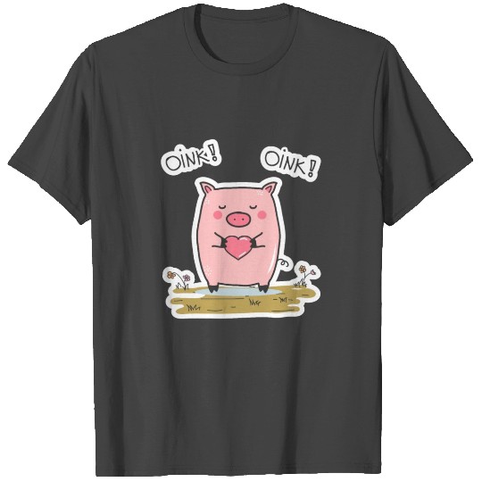 Funny Pig Oink Oink Heart Piglet love T Shirts