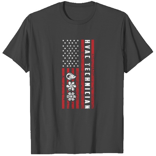 US American Flag HVAC Tech Technician Plumper T Shirts