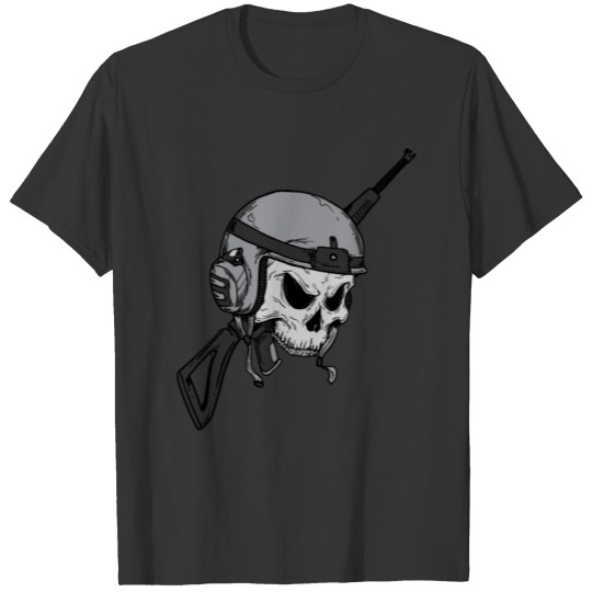 Military Skull and Gun T Shirts