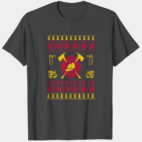 Merry Firefighter Ugly Christmas Sweater Funny T Shirts