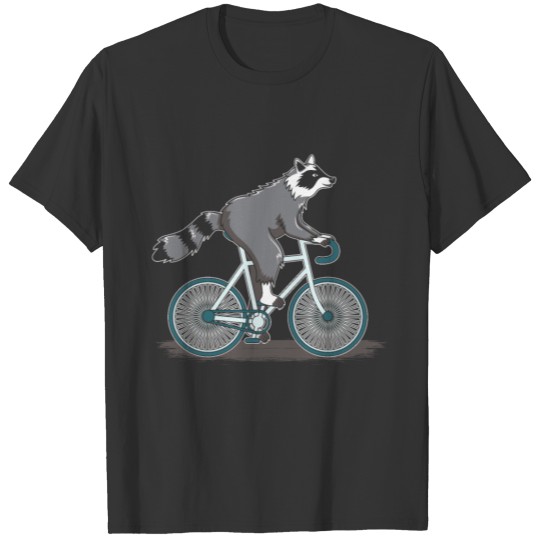 Funny Mountain Biking Cycling Raccoon T Shirts