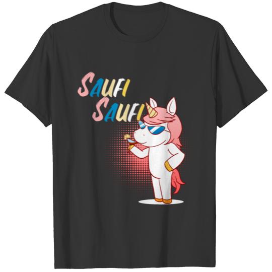 Saufi Unicorn Cocktail Binge Drink Party Saying T-shirt