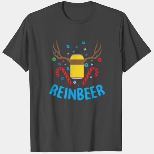 Beer and reindeer ugly christmas reindeer T Shirts
