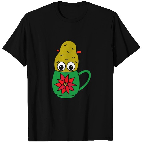Mini Cactus In Poinsettia Mug T Shirts