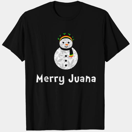 Rasta snowman illustration with marijuana T Shirts