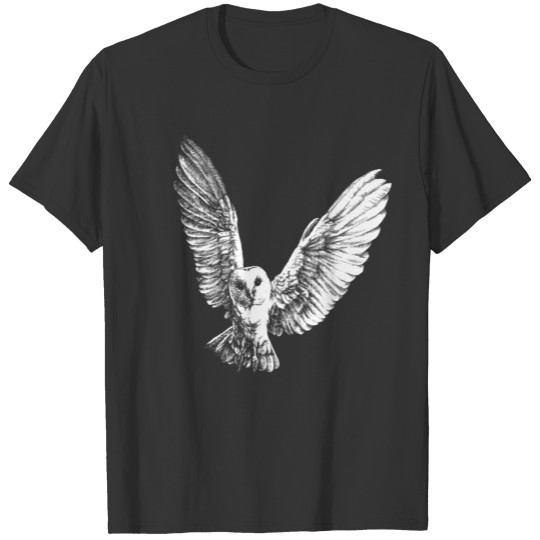 Flying Barn Owl Portrait (for dark products) T Shirts