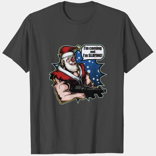 Santa Claus Machine Gun Funny Christmas Gift Men T Shirts