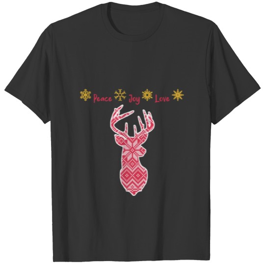 Peace Joy Love Christmas Reindeer Gift T Shirts