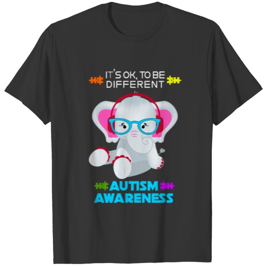 It's Ok to be Different Autism Awareness Elephant T-shirt