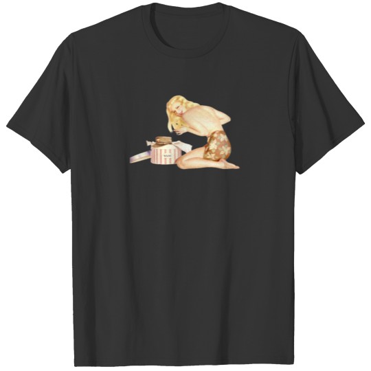 Retro Pin Up Girls Blonde Soldier Hat Bachelor T Shirts