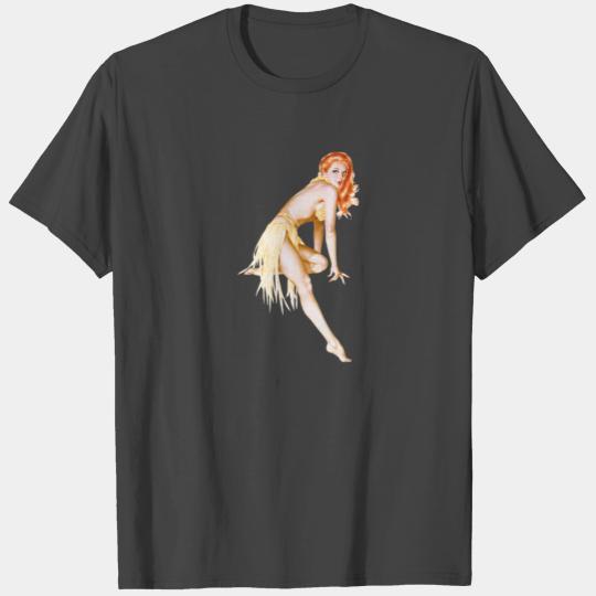 Retro Pin Up Girls Red Hair Grass Skirt Pinup Girl T Shirts