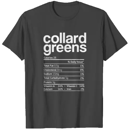 Collard greens Nutrition Facts Funny Thanksgiving T Shirts