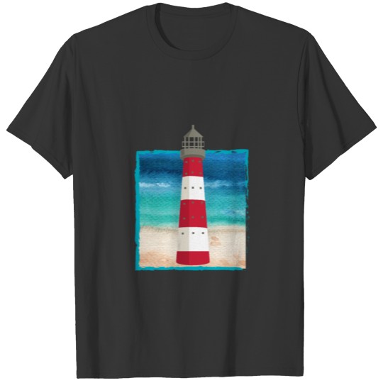 Lighthouse with watercolor background T-shirt