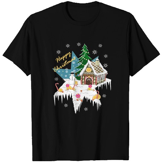 christmas x mas gingerbreadhouse candy canes sweet T Shirts