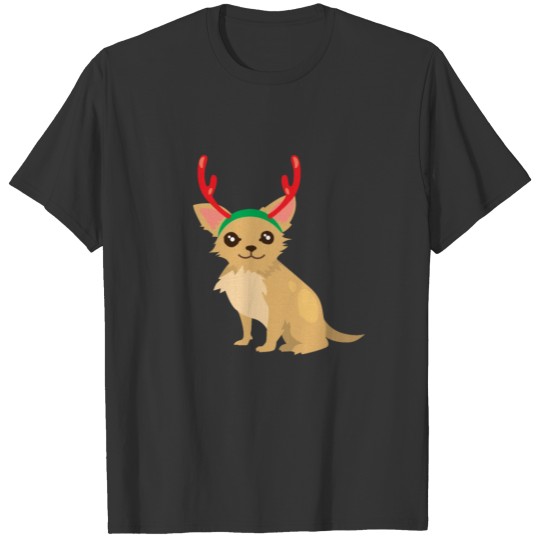 Christmas dog with reindeer antlers T Shirts