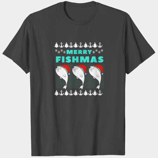 Merry Fishmas Fishing Christmas Funny Xmas T Shirts