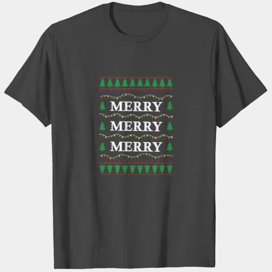 Merry Merry Merry christmas with christmas trees T Shirts
