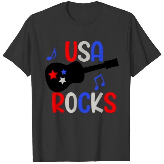 USA Rocks 4th of July Guitar Patriotic T-shirt