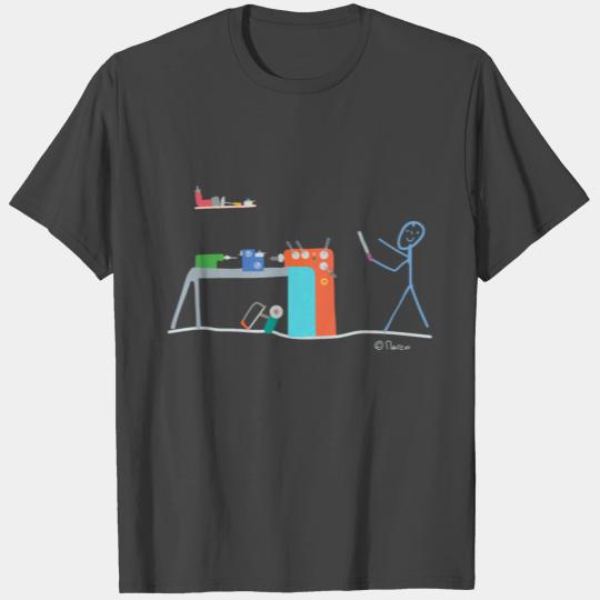 lathe stick figure, work metal industry handicraft T Shirts