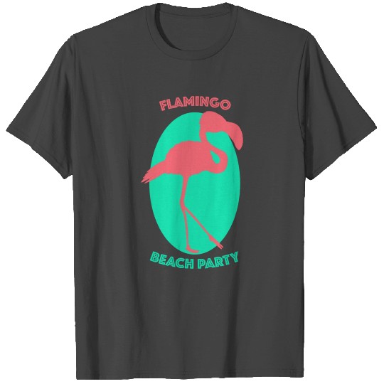 flamingo beach party pink green blue T Shirts