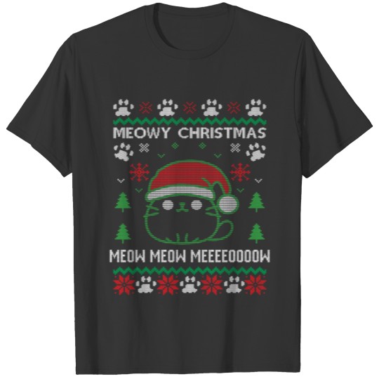 Ugly Kawaii Cats Kitty Say Christmas Christmas T-shirt