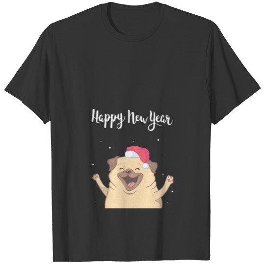 Cute Dog Santa Happy New Year T Shirts