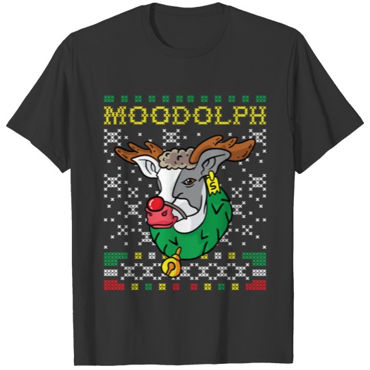 Moodolph Moo Cow Reindeer Ugly Christmas Farmer T Shirts