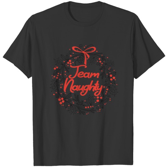 Team Naughty Funny Matching Couples Christmas Gift T Shirts