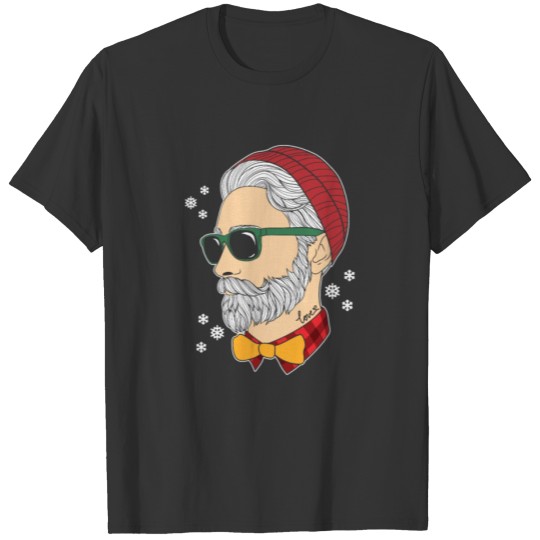 Christmas Hipster Cool Santa T Shirts