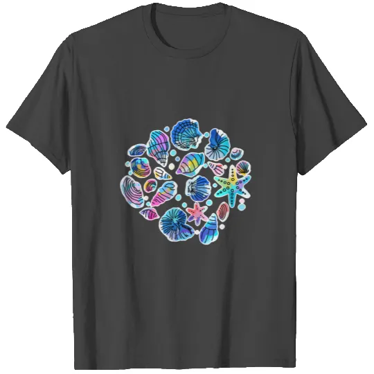 Conch starfish colorful dive water sea gift T Shirts