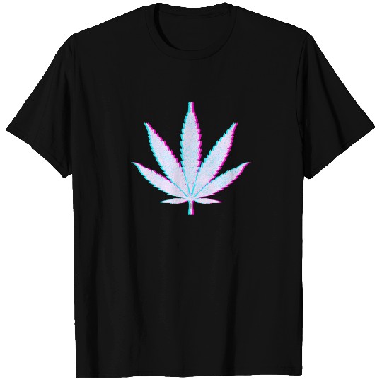 Hemp Flat Marijuana Glitch Anaglyph T Shirts