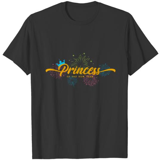 Princess of the New Year crown fireworks Happy T-shirt