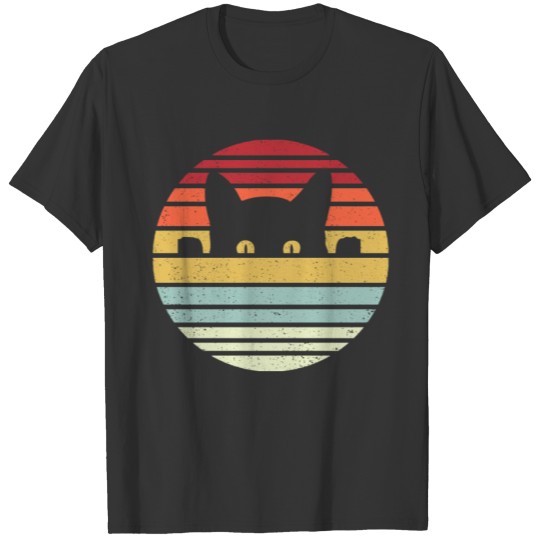 Vintage Retro Black Cat Staring At You Funny Hobby T Shirts