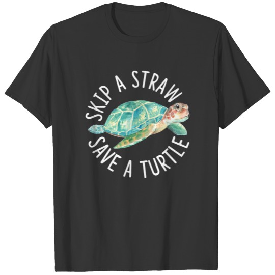 Skip A Straw Save A Turtle Watercolor T-shirt